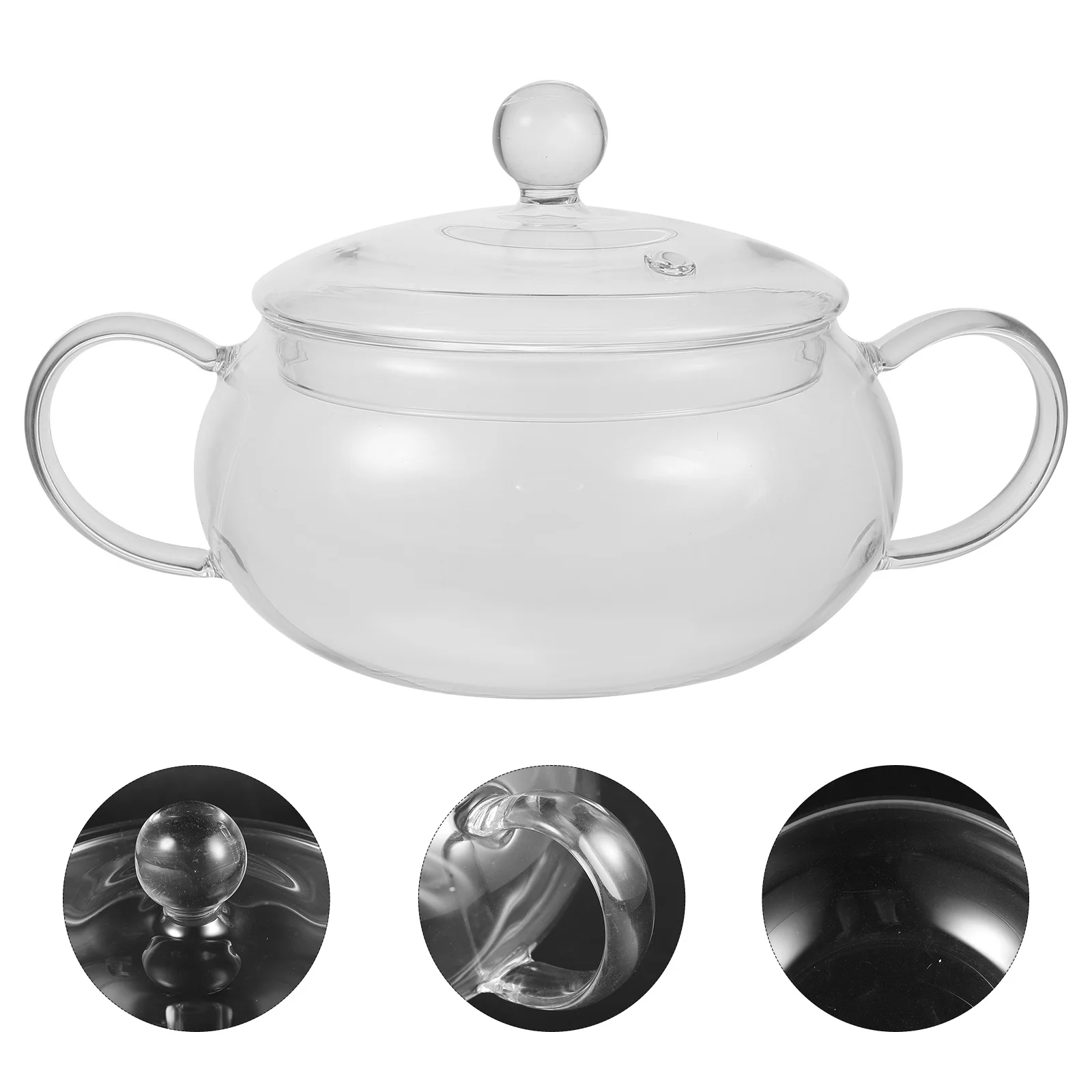 

1Pcs Electric Ceramic Glass Cooking Pot Transparent Soup Pan Microwave Oven Safe Household Kitchen Glass Bowl