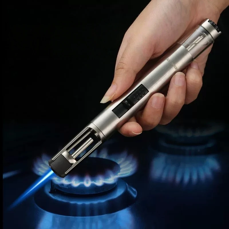 Windproof Spray Gun Lighter, Metal Inflatable Butane Gas Jet Welding Torch Igniter, Kitchen Cigar Accessories Outdoor Lighter - view 3