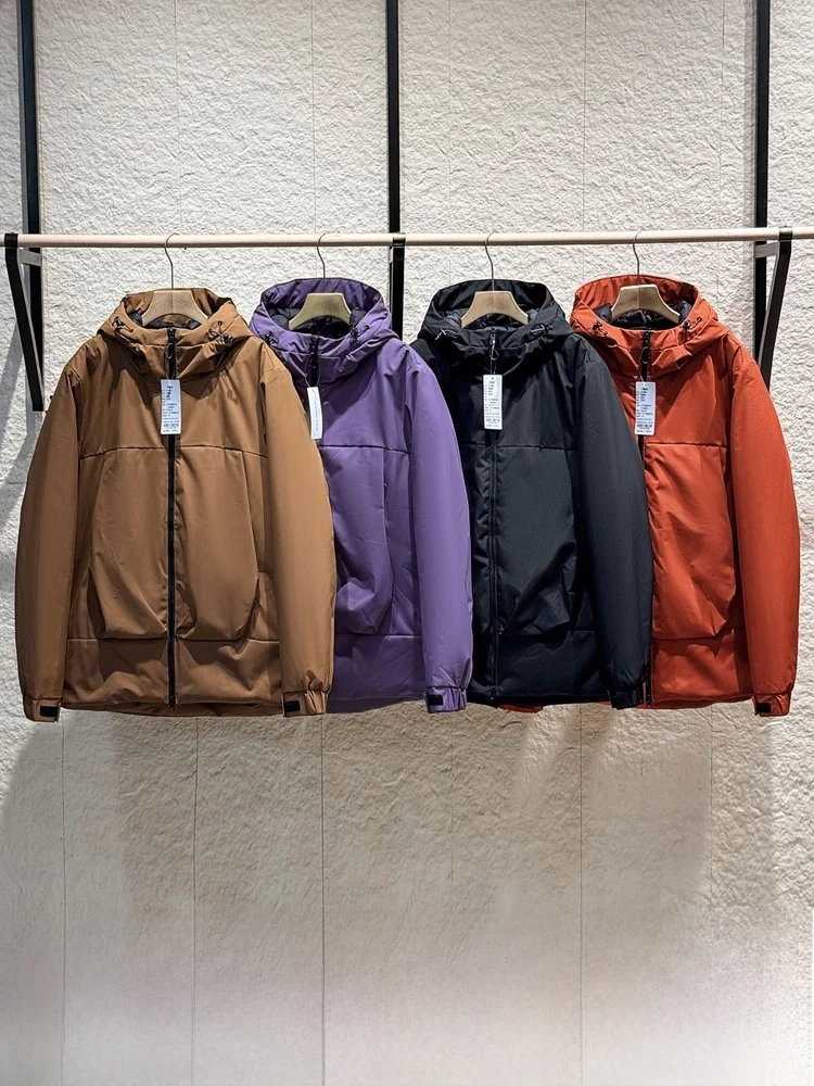 

Men's Casual Hooded Cotton Jaet Windproof Waterproof Autumn Winter Polyester Fiber Zipper Closure Stand Fit Trendy Sle