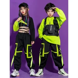 Ropa de Hip Hop Kpop para chico, sudadera, Top corto, ropa de calle, pantalones para correr de carga táctica para niñas y niños, traje de baile de Jazz