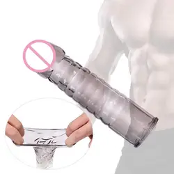 Penis Extender Reusable Sexual Stimulation Penis Sex Sleeve Silicone Sex Condom Delay Sleeve for Couple Dildo Sex Extender