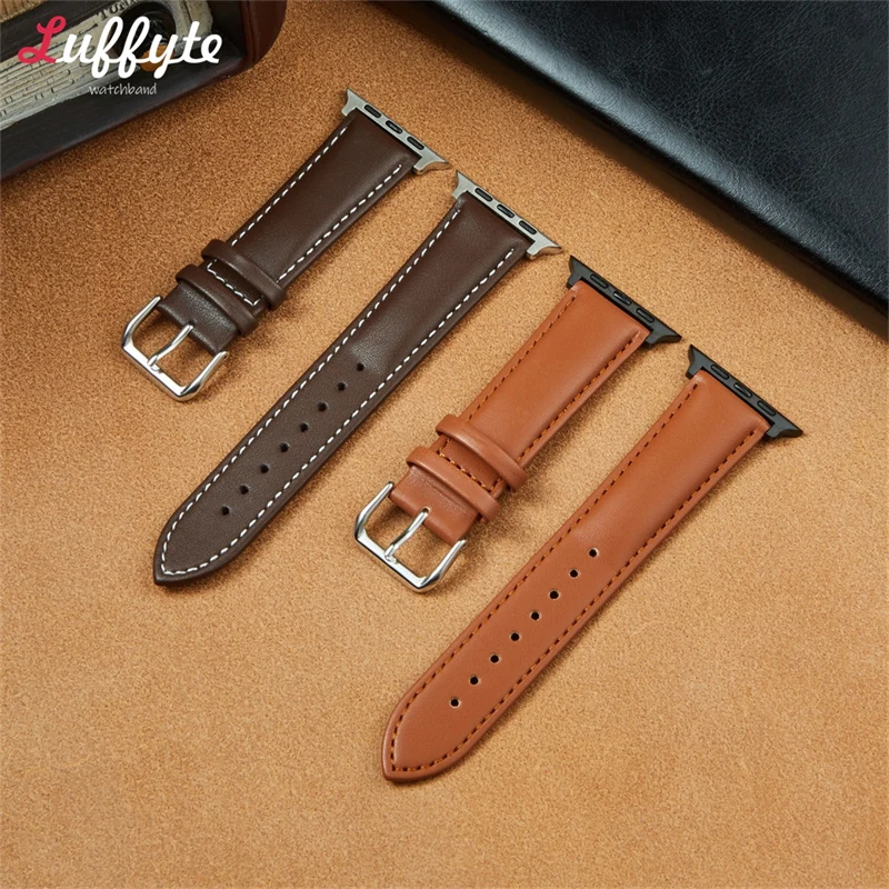 Calfskin Fashion Men and Women Commuting Strap for Apple Watch Ultra SE 9 8 7 6 5 4 3 Strap for Iwatch 38/40/41mm 42/44/45/49mm