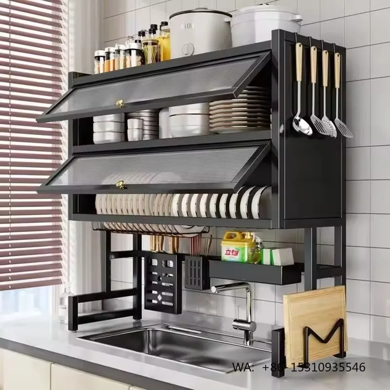 2026 New Dual Layer Kitchen Sink Storage Rack Dustproof Drainage Cabinet Organizer Multi-Functional Dish Organizer for Home Use