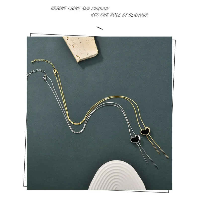 High-end knitted chain tassel necklaces, jewelry and accessories, heart-shaped pull-out high-end accessory pendants for women