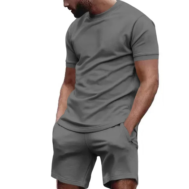 T-shirt a maniche corte per abbigliamento sportivo da uomo estivo + pantaloncini sportivi ad asciugatura rapida, set di due pezzi di moda Fitness traspirante e fresco