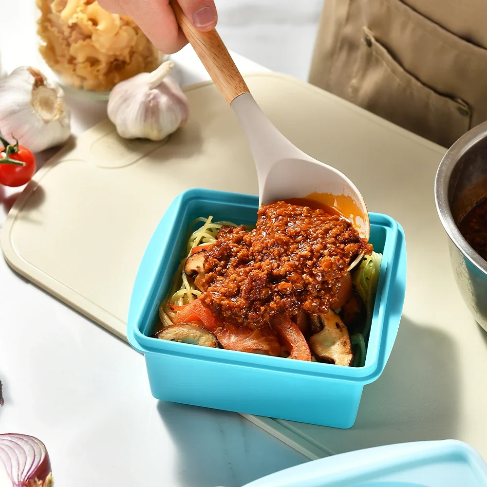 2Pcs Silicone Bento Box,Reusable Silicone Lunch Box,Thickened and Leak-Proof Food-Grade Divided Lunch Back to School