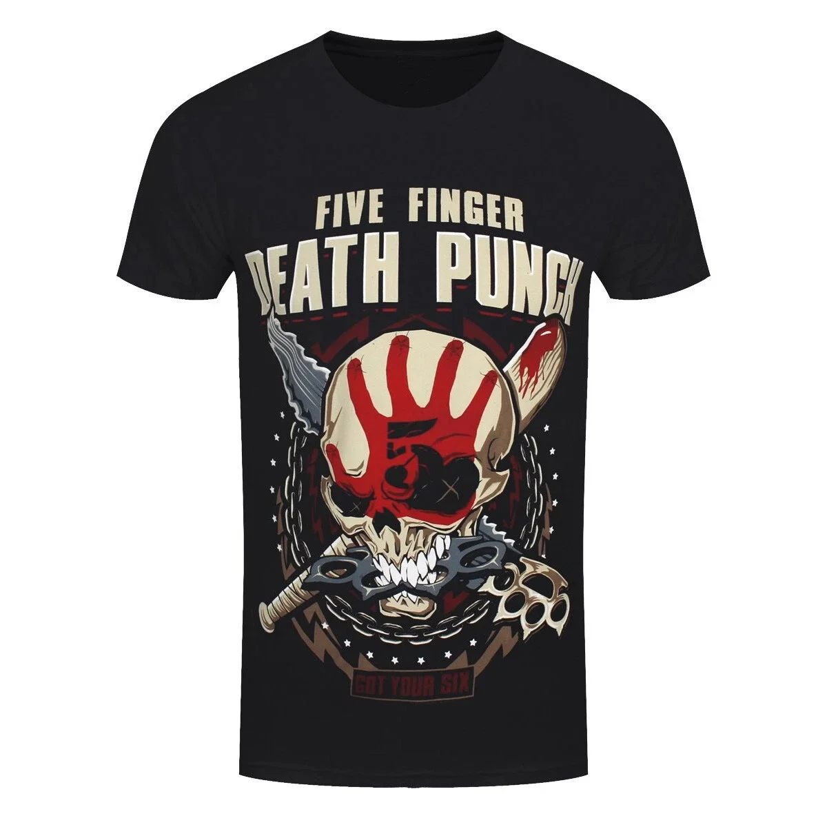 Five Finger Death Punch Retro Street Skull 3D Neutral T-shirt Harajuku Short Sleeve Round Neck Shirt American Men's Wear