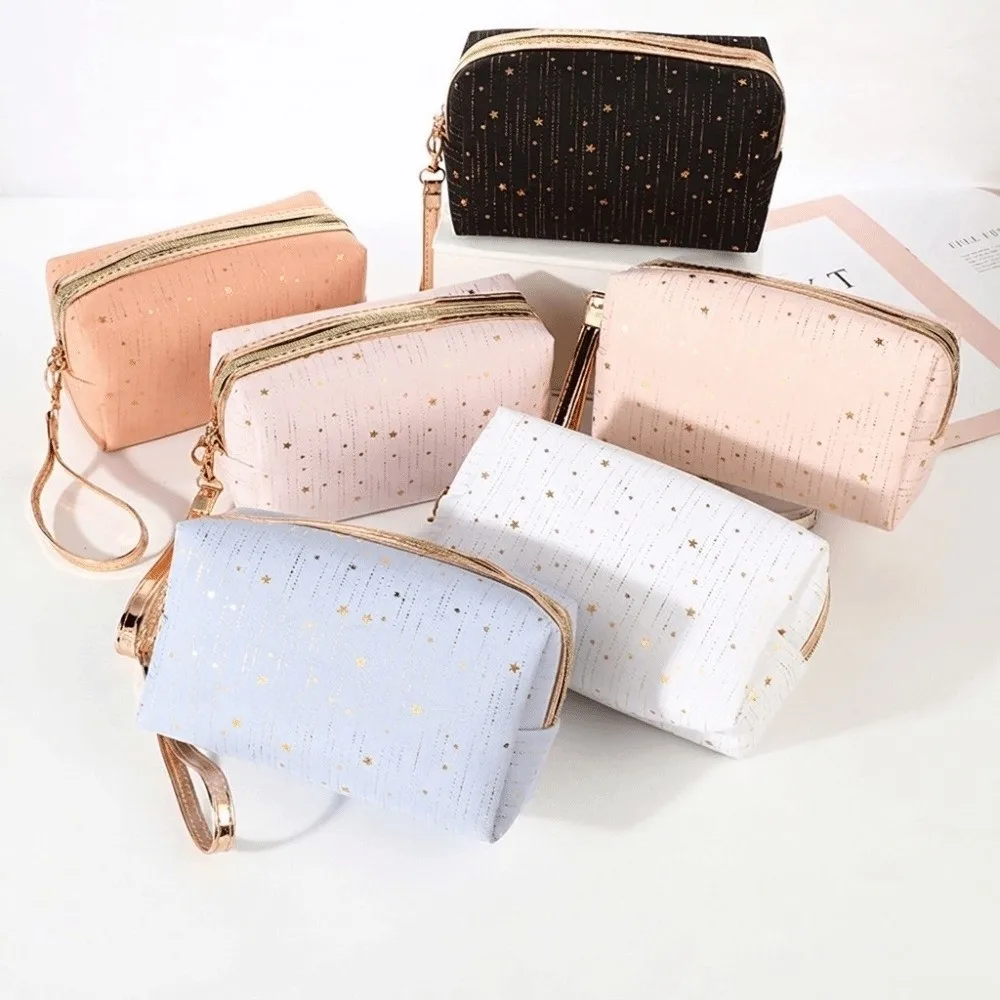 Vintage Large Capacity Makeup Bag Gold-tinted Rainproof Cosmetic Bag Breathable Lightweight Storage Bag Women