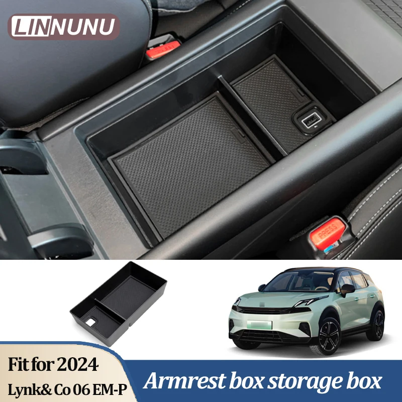 

Linnunu Fit for Lynk& Co 06 Bm-P 2024 Armrest Box Storage Box Storage Box Car Interior Supplies Accessories Car Protective Dustproof Anti-Slip Storage Organizing Box
