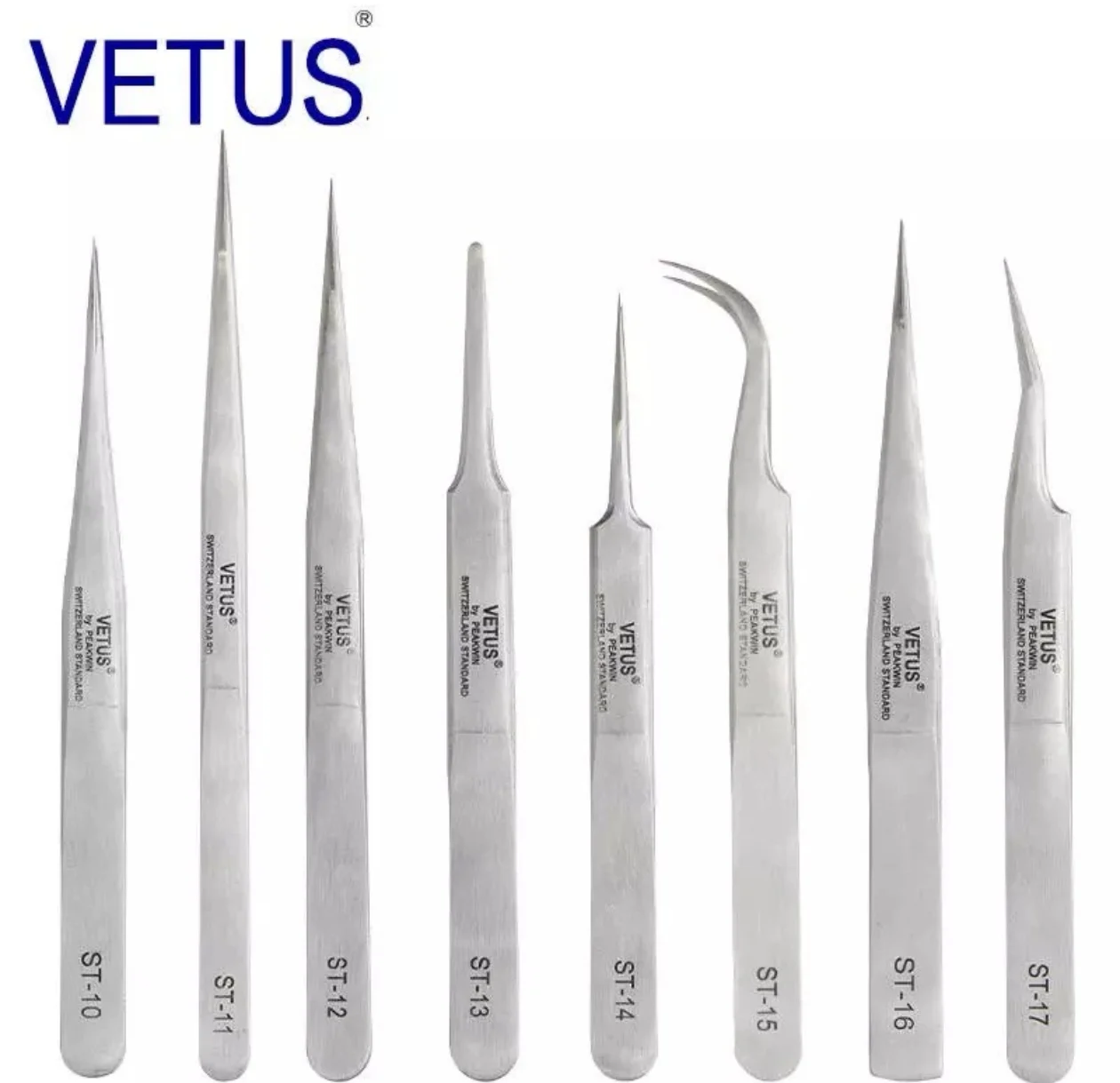 Vetus Non-Magnetic Hardened Tweezers Stainless Steel High-Precision Pointed Experimental Tweezers St11/St15