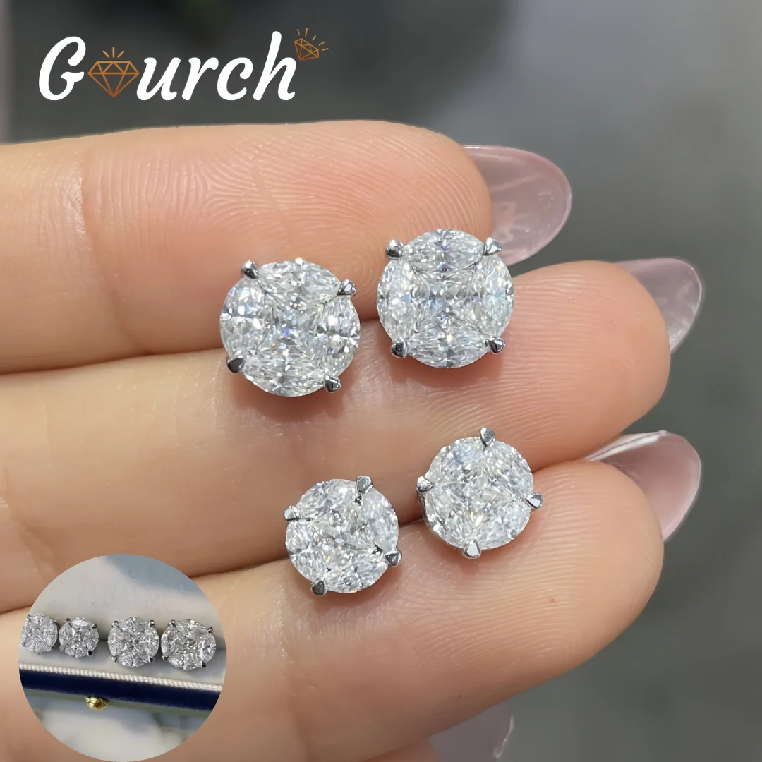 

Женские серьги с бриллиантами Gourch D Color Full Moissanite Lab S925, посеребренные, 18 К, подарок на помолвку, день рождения