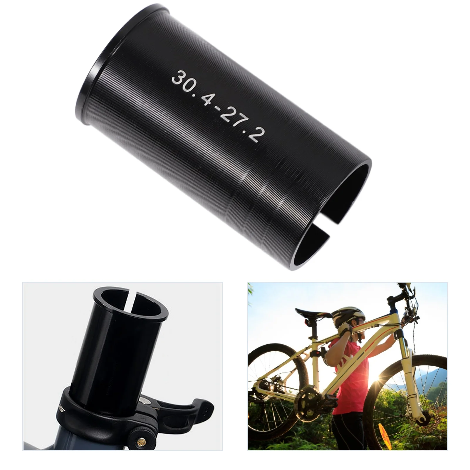

Bike Seatpost Tube Adapter Aluminum Alloy Post Adapter 30.4 to 27.2 Lightweight Durable Mountain Road Bike Seatpost Reducer