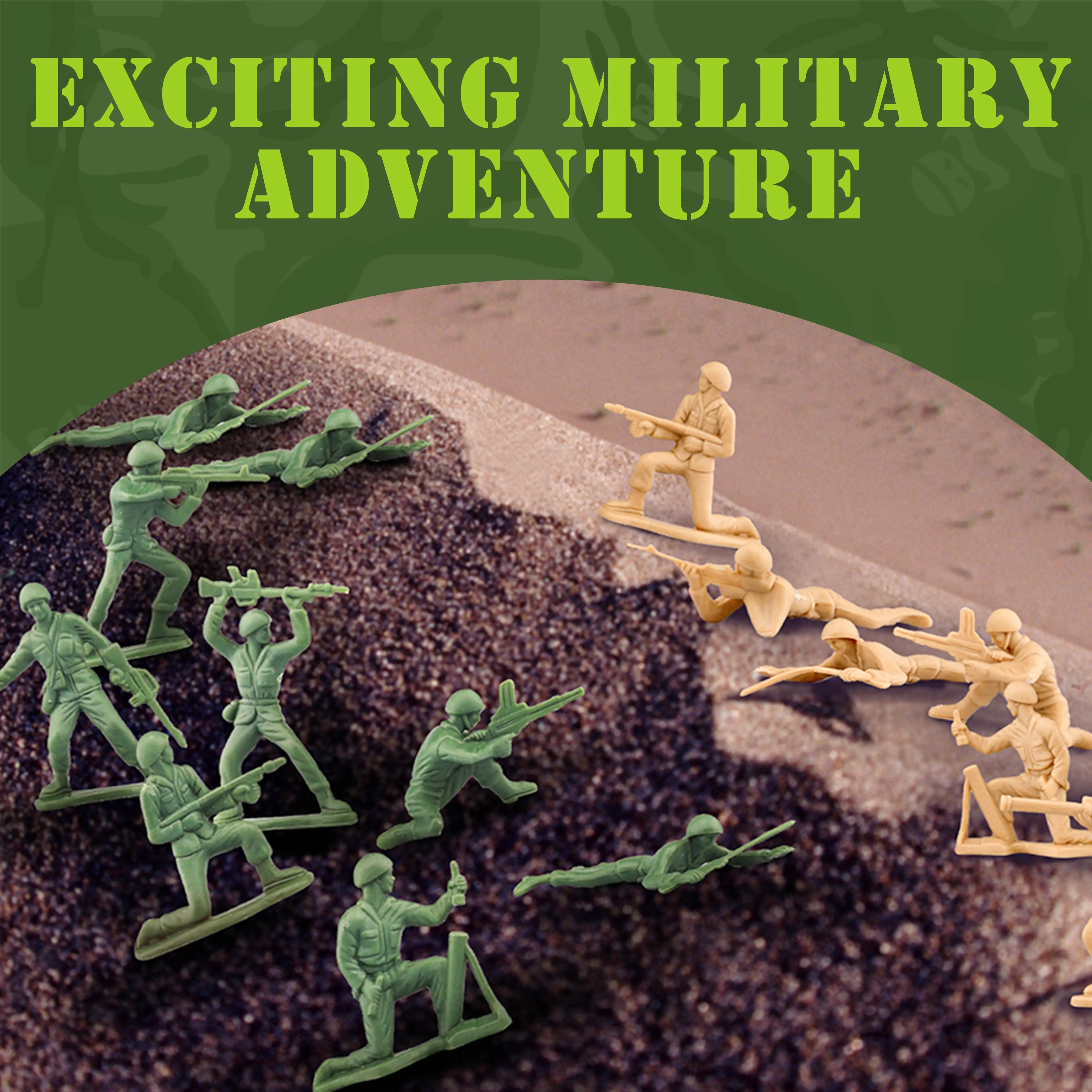 ViiKONDO Army Men Toy Green vs Tan Soldier 100pcs Plastic Classic Military Guy 12 Poses Modern Battle Fun Wargame Gift for Kids