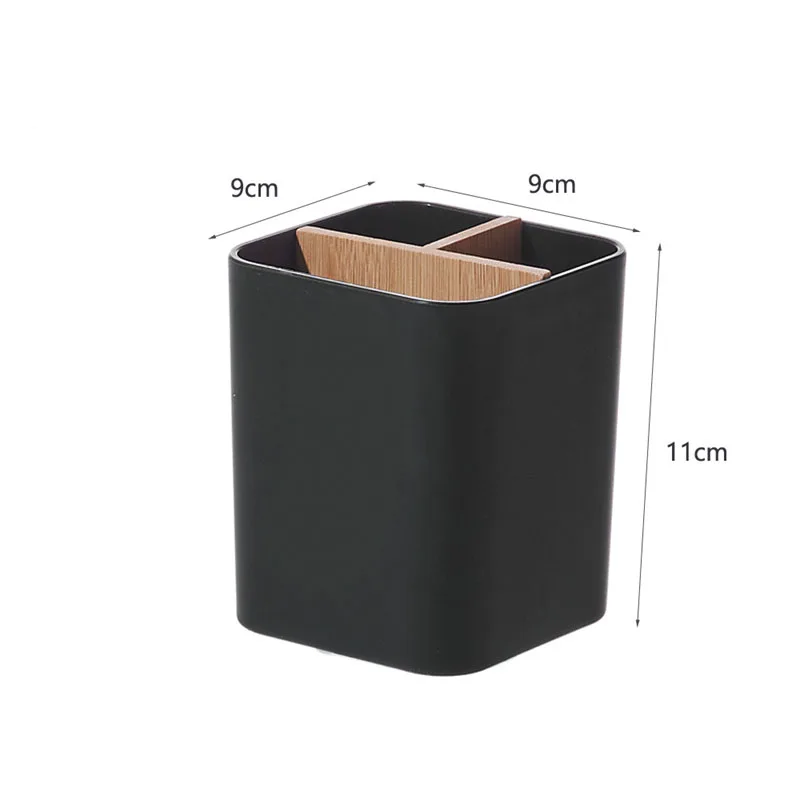 Plastic Makeup Brush Holder Organizer with Removable Bamboo Dividers 3 Slots Desktop Comestic Tools Lipstick Brushes Organizer