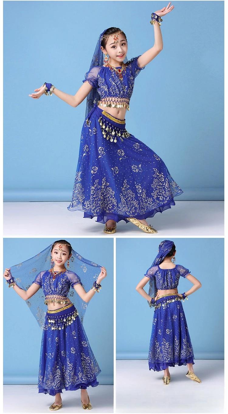 

Dance Indian Belly Dance Costume New Style Performance Costumes for Children's Festival Performance Costume Set