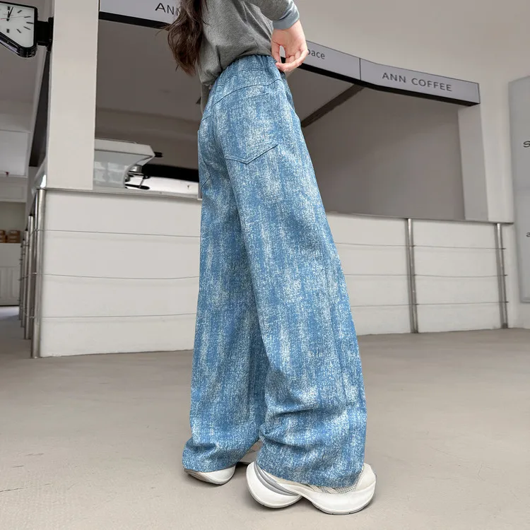 

Children Girls Trousers Autumn Solid Color Loose Junior Girls Straight Leg Pant Elastic Waist Full Length Kids Girls Pant