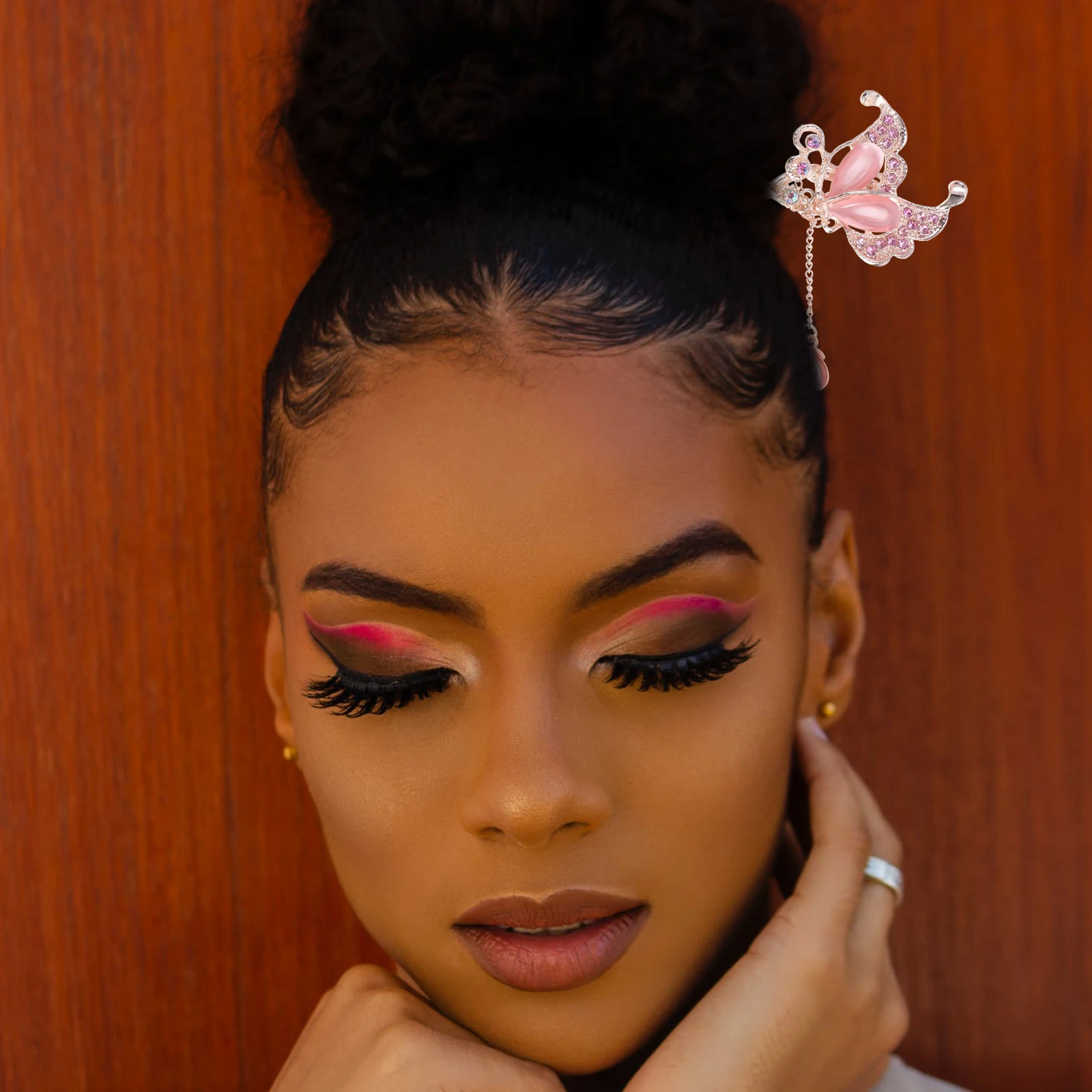 

Flower Pattern Hairpin Alloy Hair Decoration Women Vintage Tassel Pink Hairpins Princess Bride Hairpin Decorations For