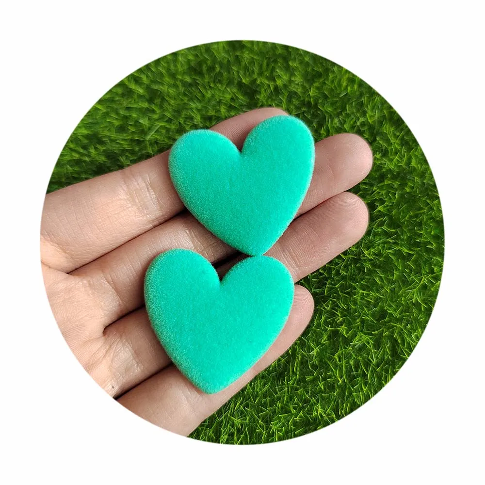 Colorful Flocked Resin Heart Beads Love Charm Connectors For Diy Earrings Hair Jewelry Making Accessories Material