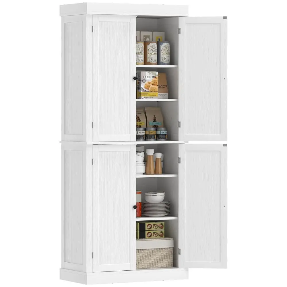 

72.5 Tall Kitchen Pantry Cabinet, Freestanding Modern Farmhouse Kitchen Storage Cabinet with 4 Doors and 2 Adjustable Shelves f
