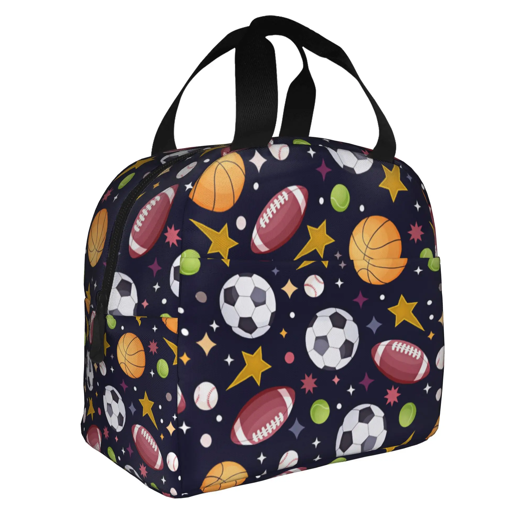 Footbally Basketball Baseball Stars Lunch Bag Men Women Soccerly Tennis ball Cooler Warm Insulated Lunch Boxes for School
