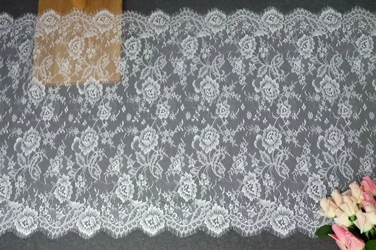 Width 70CM French single eyelashes lace fabric DIY clothing skirt wedding dress fabric