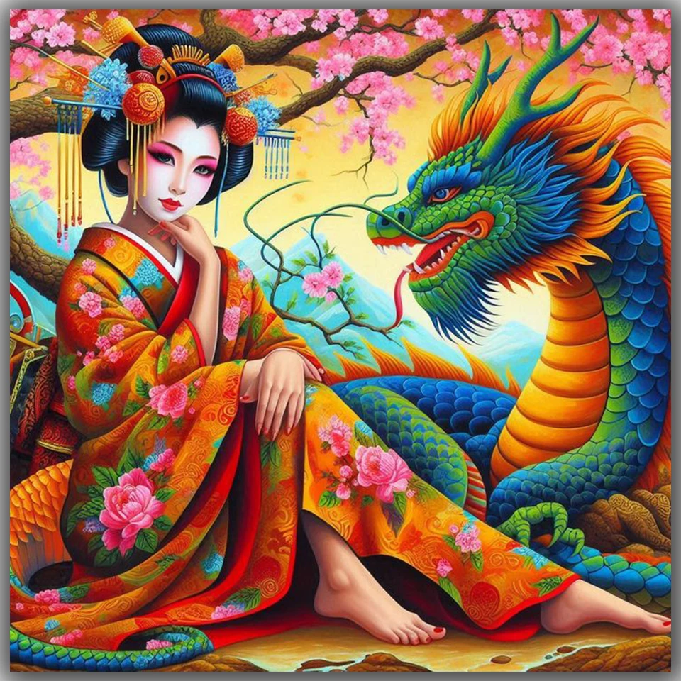 

Японские гейши и драконы алмазная живопись новая алмазная мозаика «сделай сам» ювелирные изделия вышивка крестиком искусство вышивка аниме девушка домашний декор