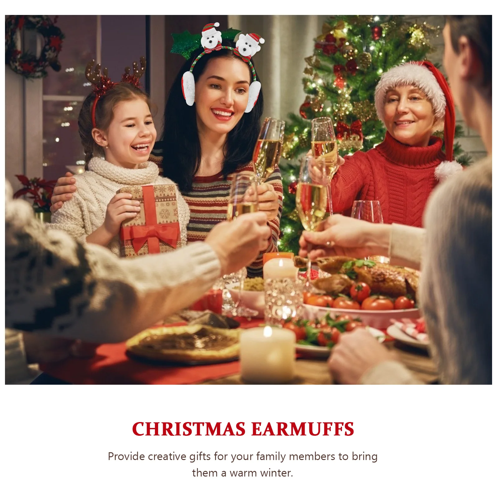 عيد الميلاد الدب غطاء للأذنين الشتاء الدافئ غطاء للأذن لينة مريحة عيد الميلاد الأذن دفئا لطيف في الهواء الطلق هدية عيد الميلاد غطاء للأذنين #1