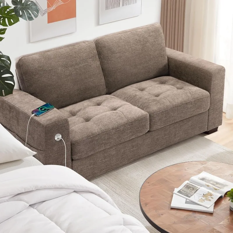 Sofa 70 Inch Loveseat with USB/Type-C Charging Port & Side Pocket, Comfy Modern 2-Seats Sofa for Living Room & Bedroom