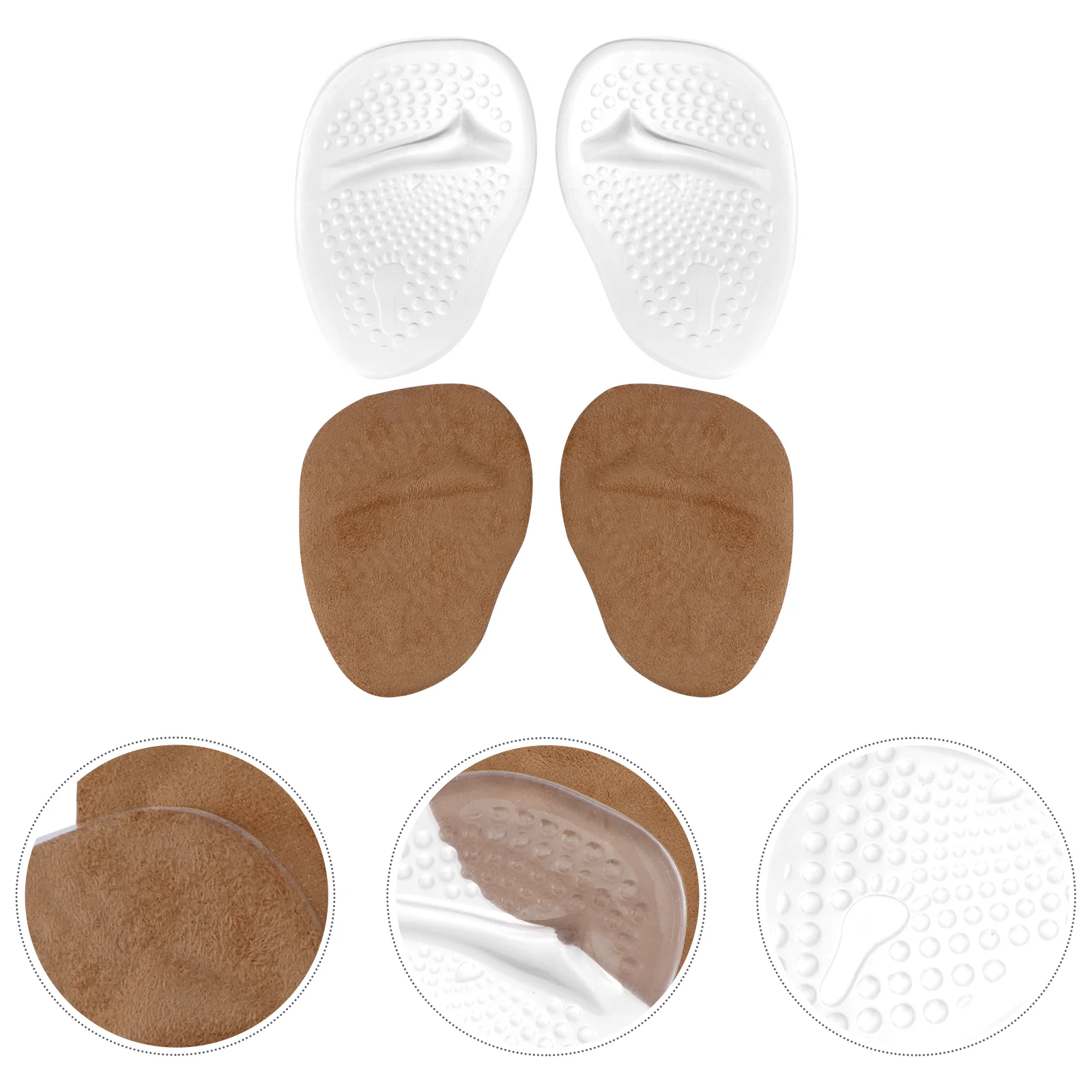 2 Pairs Silicone Forefoot Pad Shoe Inserts High Heel Insoles Pads Anti-slip Thickened Cushion Front High-heel Half