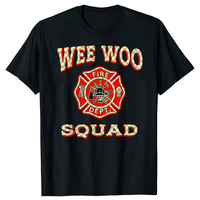 WEE WOO SQUAD Funny Firefighter Fire Truck Graphic T-shirts Men Women Fashion Casual Tshirt 100% Cotton Loose Oversized T Shirt