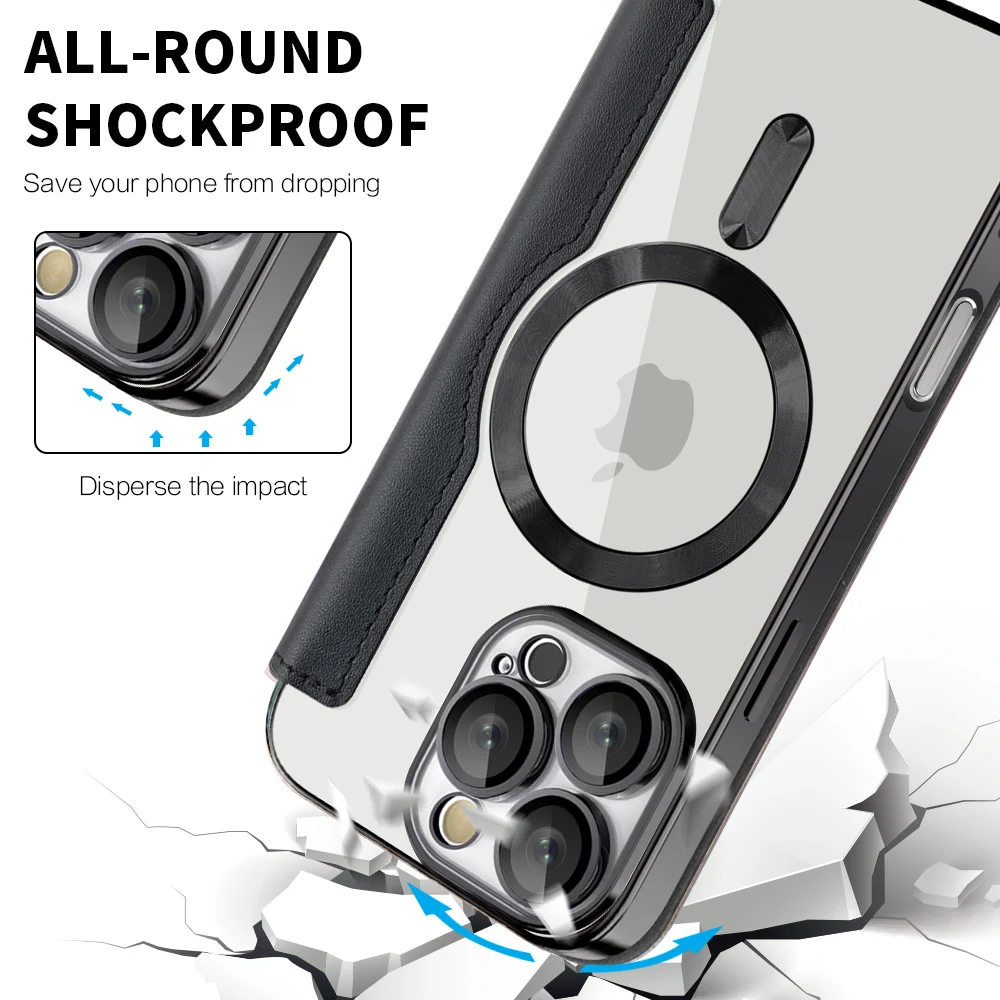 

Yadun magnetic leather case suitable for iPhone 17 Pro Max phone case, business niche flip cover protective case with card bag,
