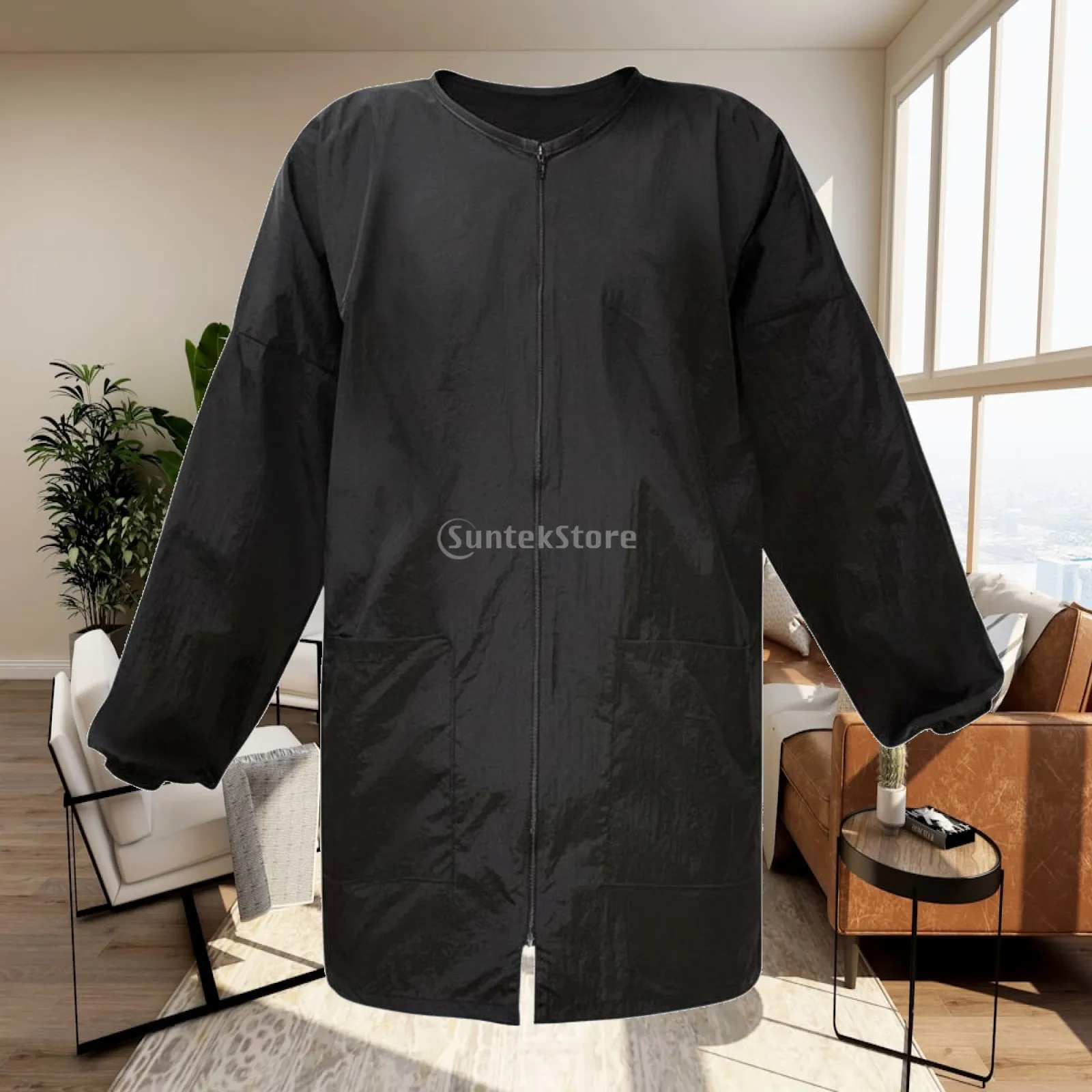 Tablier de coiffeur imperméable à manches longues en nylon, blouse anti-teinture pour usage professionnel en salon