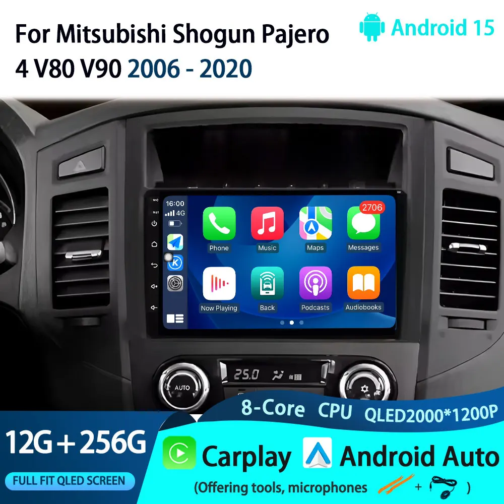 

Android 15 Carplay Car Radio For Mitsubishi Shogun Pajero 4 V80 V90 2006 - 2020 Multimedia Video Navigation Player GPS Stereo