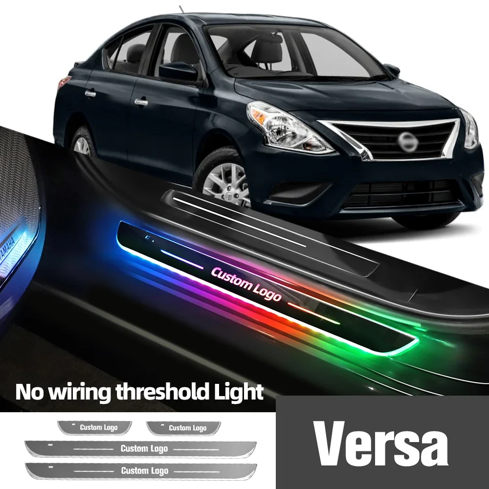 

For Nissan Versa 2007-2023 2013 2017 2019 2021 Car Door Sill Light Customized Logo LED Welcome Threshold Pedal Lamp Accessories