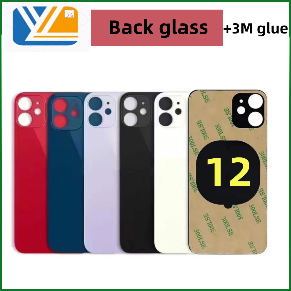 Back Cover Glass For iPhone 12 Fast Replacement High Quality Housing Battery Cover Big Hole Rear Glass+3M Tape 12 Back Glass