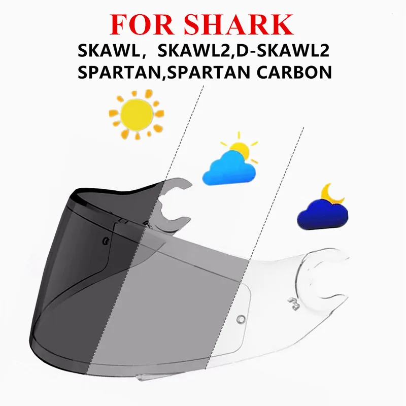 

SHARK D Skwal D-Skwal 2 Spartan Helmet Visor Full Face Replacement Moto Helmets Lens Black Iridrum Silver Photochromic Visera