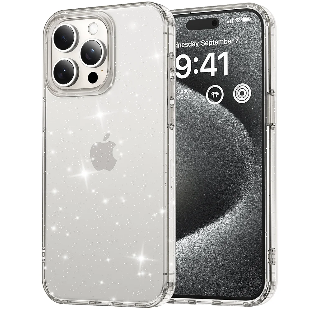 

Glitter Transparent Case for iPhone 16E 16 Pro Max 15 14 13 12 11 Bling Starry Sky Hard Cover