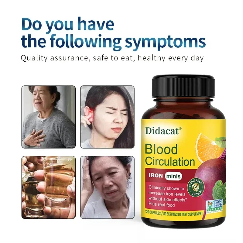 Blood Circulation Supplements - Betaine Vitamin C B12 Iron Folic Acid - Healthy Circulation, Blood Pressure, Red Blood Cells