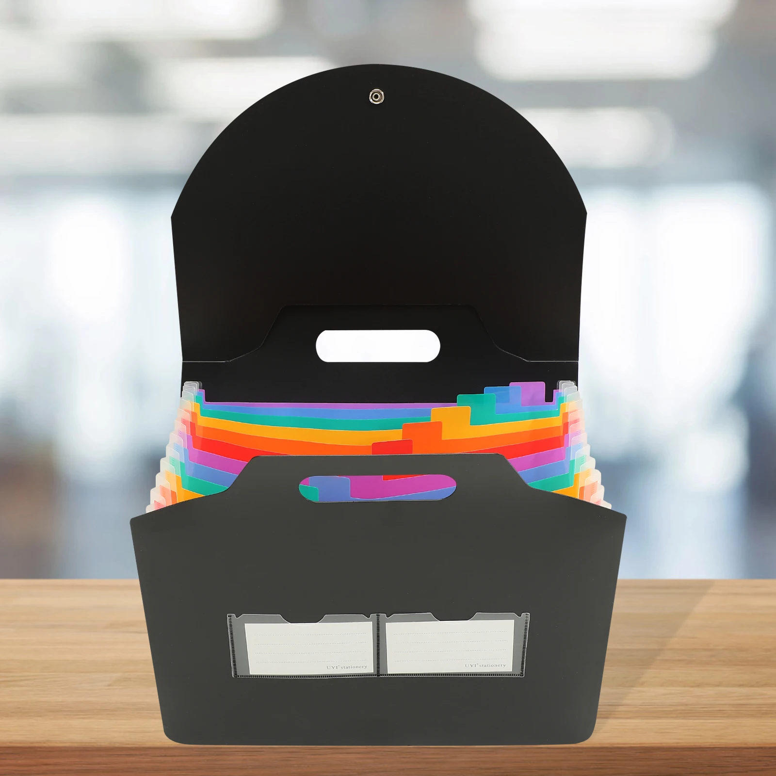 Cartella per fisarmonica Organizzatore di file nero Documento in PP espandibile Cartella di carta portatile Porta ricevute Cartelle di grande capacità per