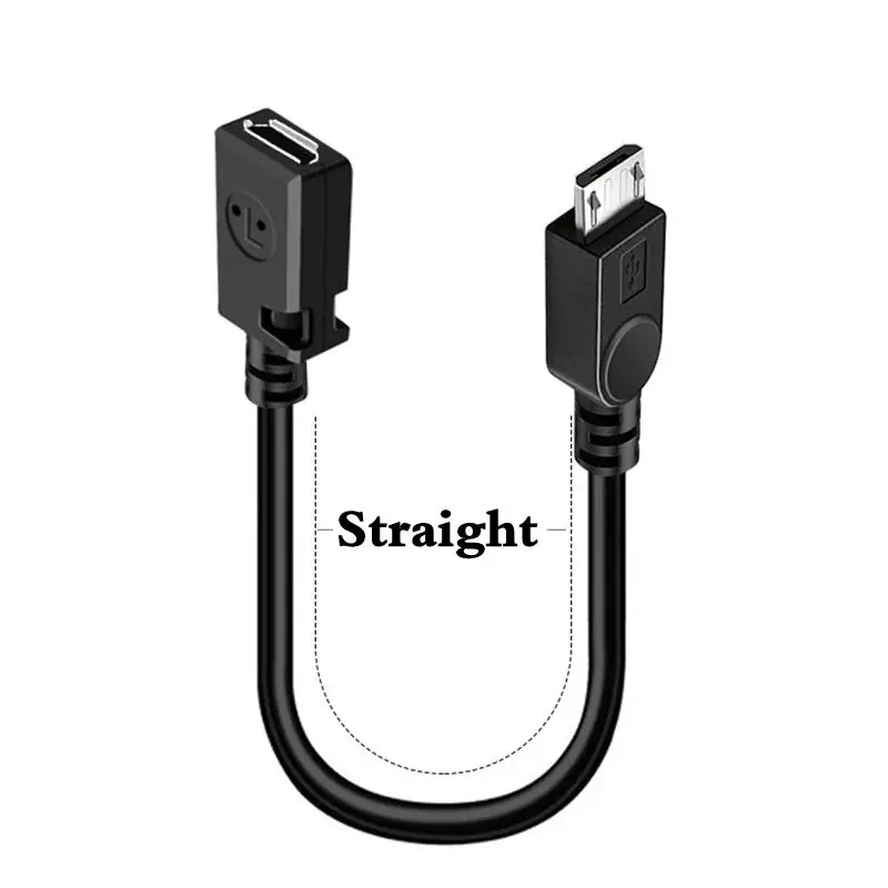 0.25m Micro USB 90 Degree Up, Down, Left, and Right Bend Male to Female Android Phone and Tablet Charging Data Extension Cable