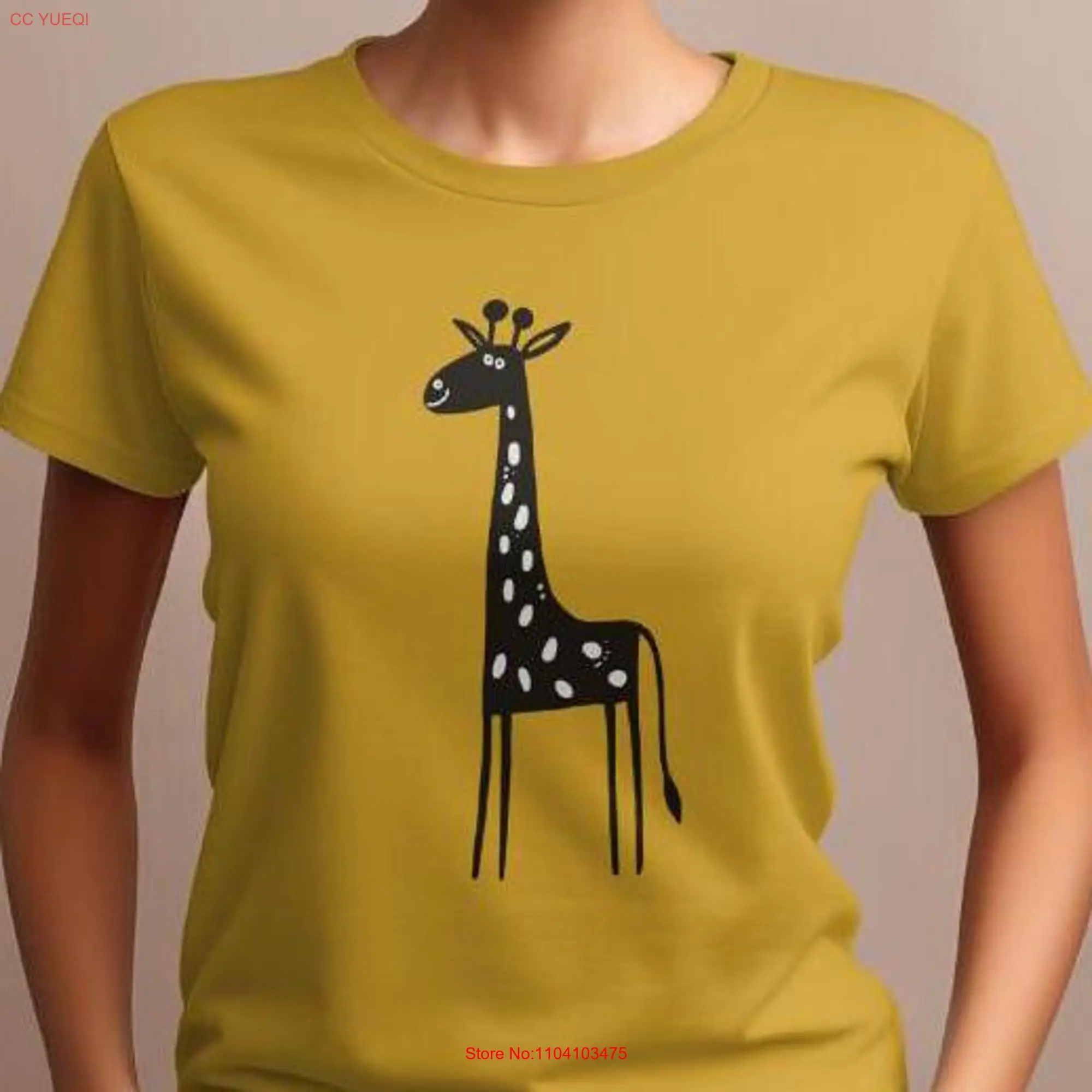 Giraffe Organic Cotton Eco Friendly T ShirtT Shirt Premium Comfort vegan Sustainable Funny long or short sleeves