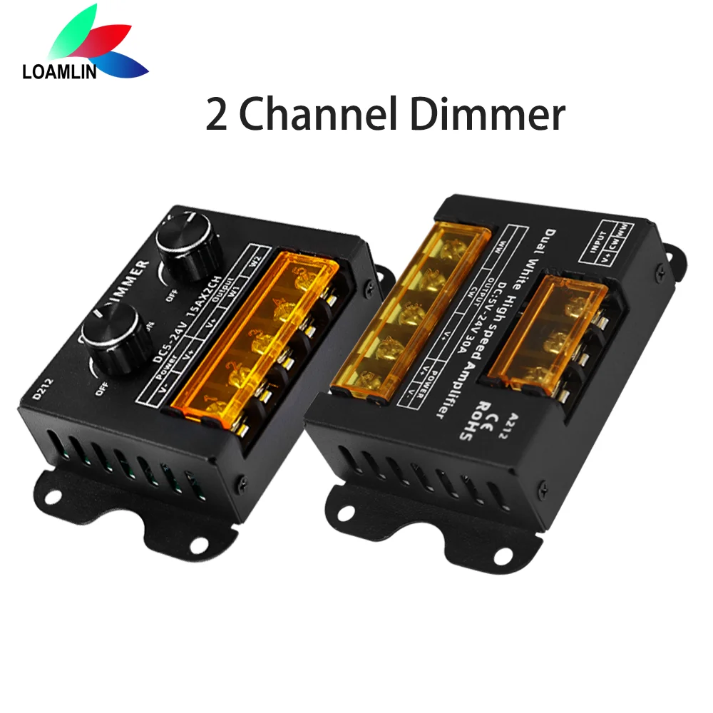 30A 2 Channel Dimmer Dual color temperature LED Amplifier 2CH D212 temperature LED Controller For CCT LED strip lights DC5-24V