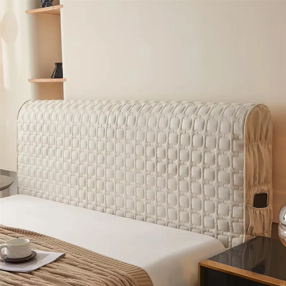 New Plaid Linen Bed Head Bedhead Solid Color Board Bed Cover Bedspreads Mattress Pad Elastic Fitted Sheet Comfort