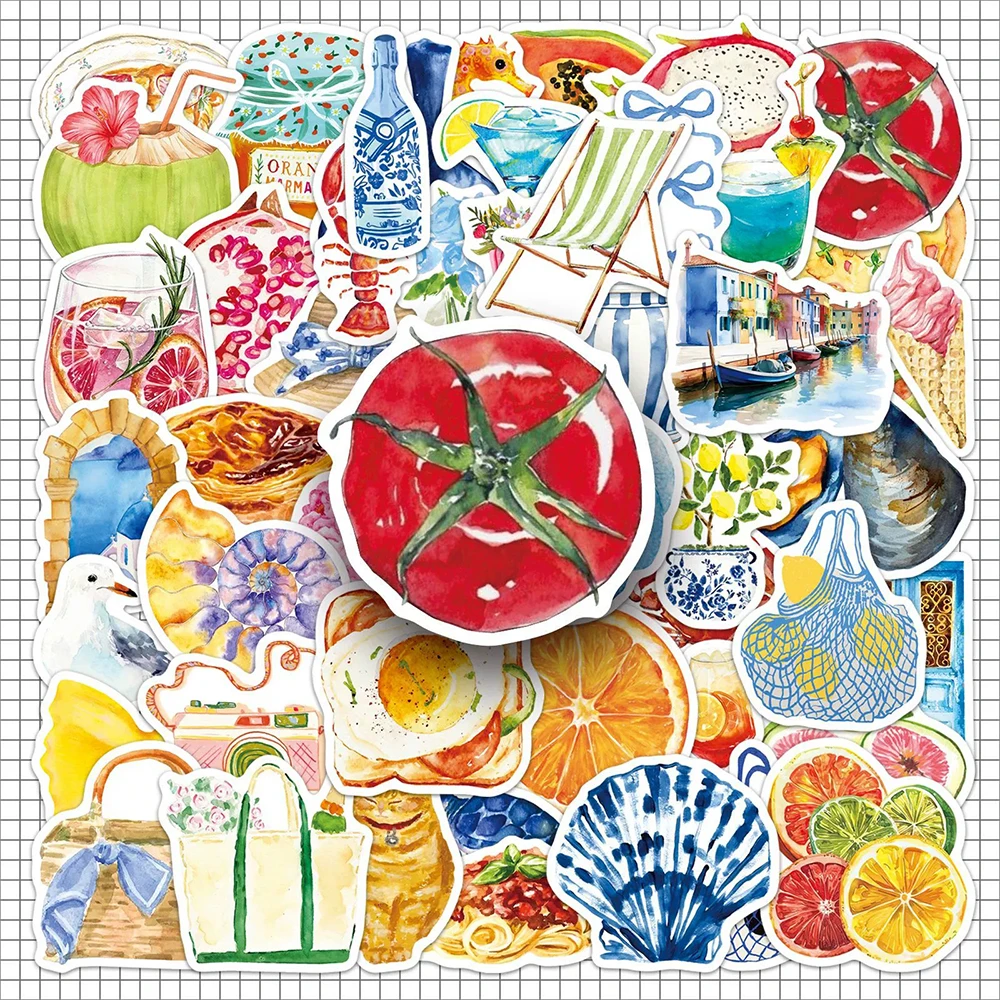 10/30/50 Stück Sommer INS Ästhetik Kunst Graffiti Aufkleber Mediterrane Ästhetische Aufkleber Wasserfeste DIY Handy Laptop Koffer Sticker