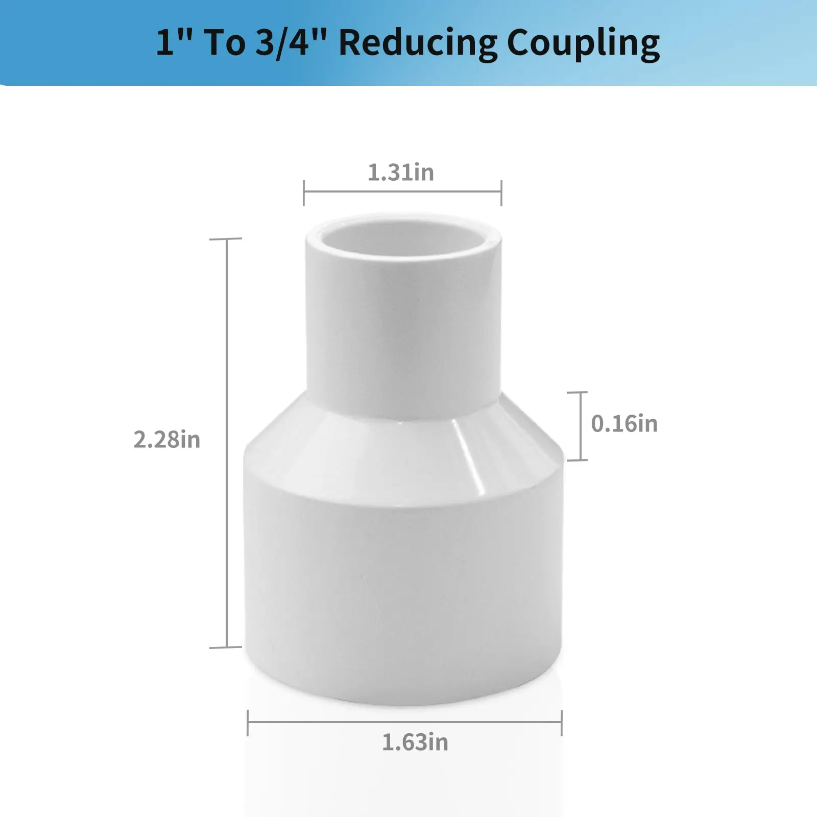 LESSO PVC Pipe Fitting - Reducing Coupling (SOC × SOC), 1 to 3/4 Inch Fitting, High-Flow SCH40 Pipe Fitting for Plumbing, Irriga