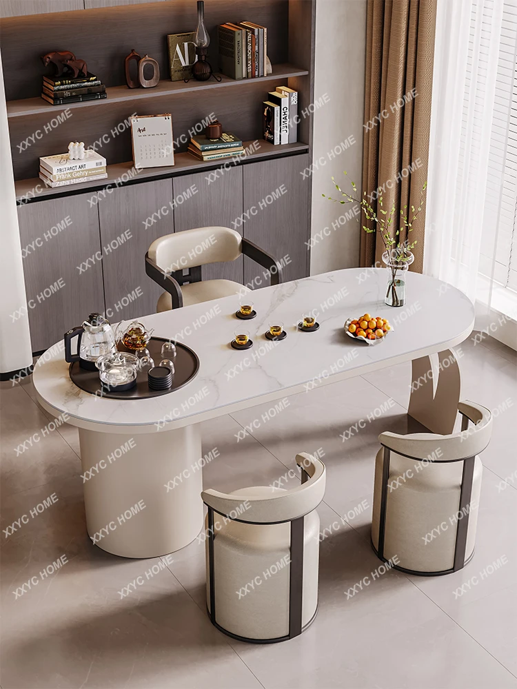 

Y Balcony Rock Slab Office Tea Table Integrated Home Small Apartment Leisure Tea Table