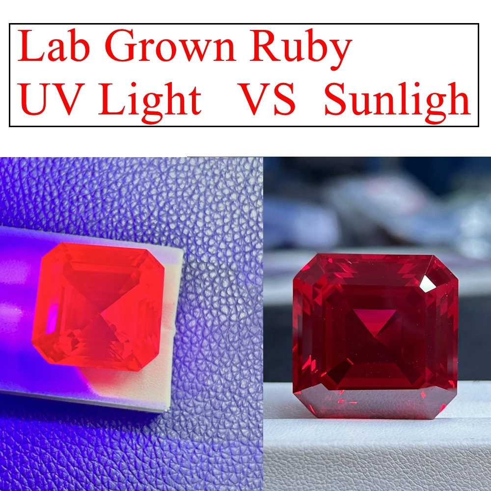 Meisidian UV Asscher Cut, Hardness 9 Pigeon Blood Red Ruby, 24X24mm, 83 Carat