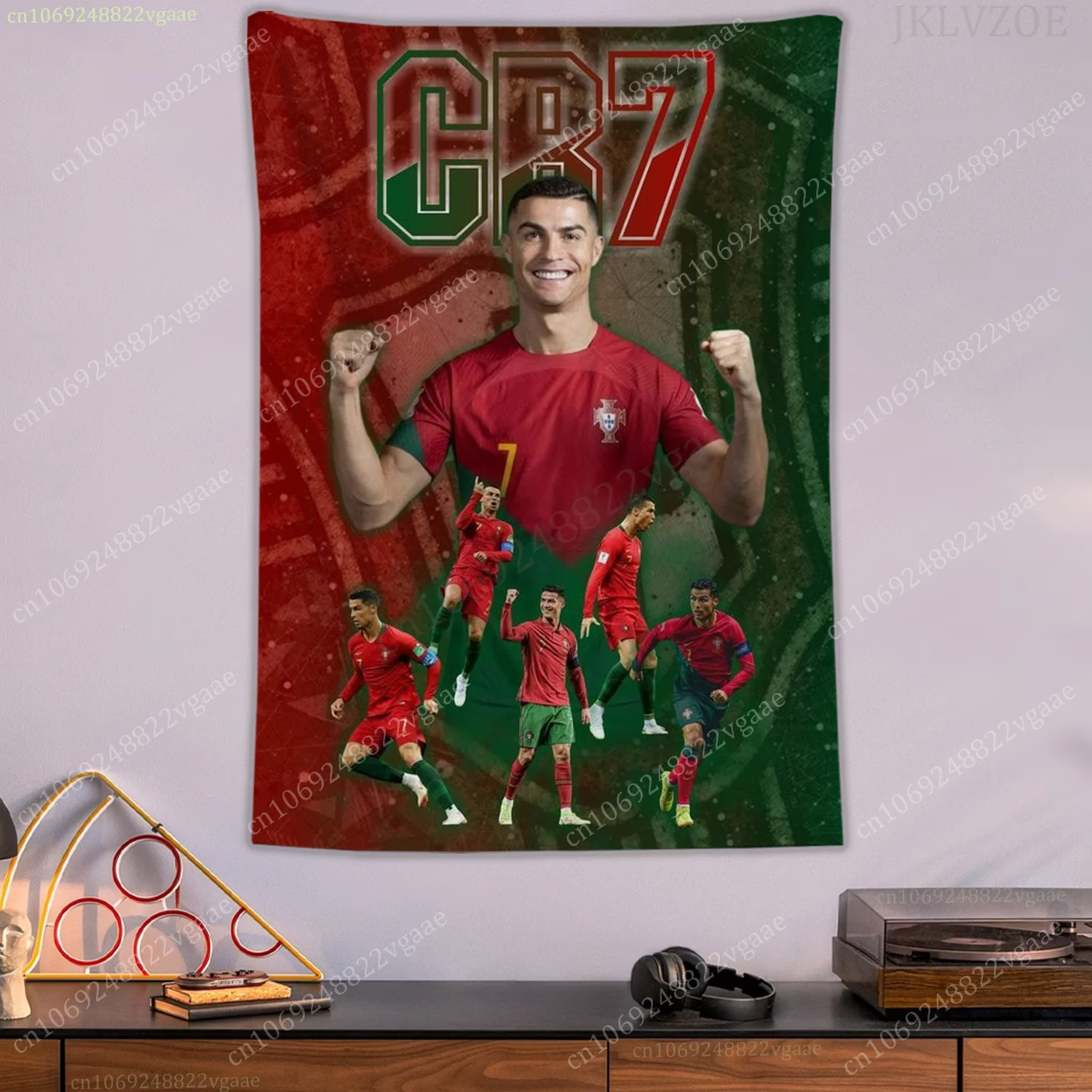 2025 رونالدو نسيج رجل البرتغال الملصقات كرة القدم قفازات الحائط لغرفة النوم الديكور الجمالية Tapices العلم خلفية #4