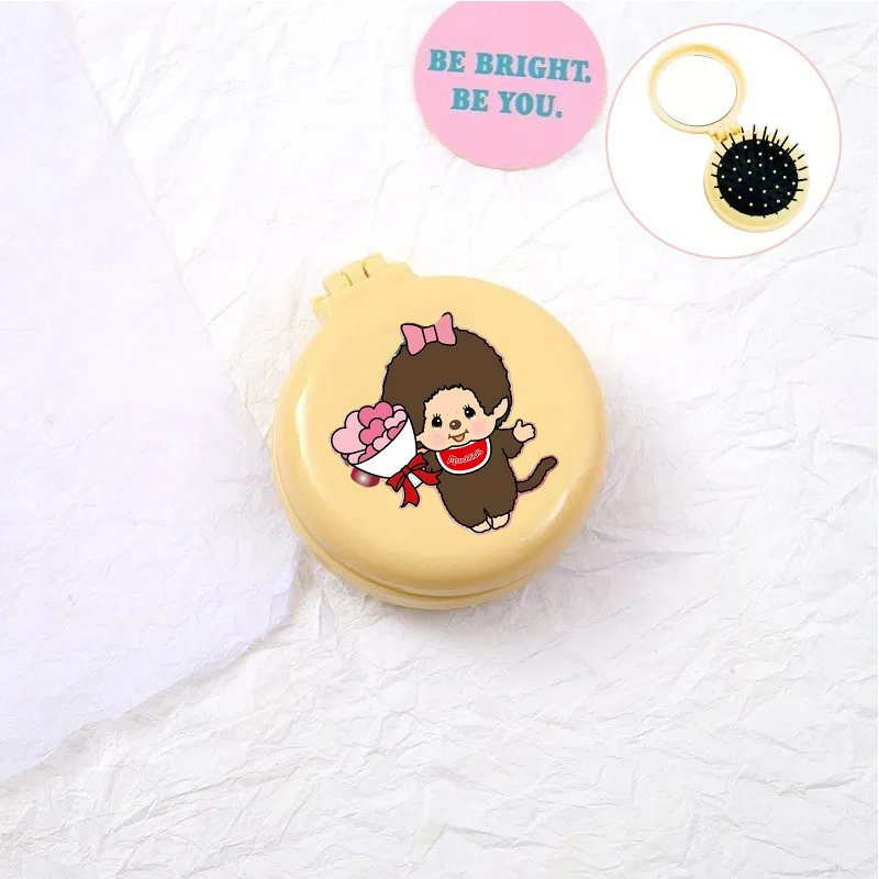 Cute Monchhichi Air Cushion Comb Mirror Two-in-one Women Travel Portable Hair Brushes Looking Glass Girls Mini Hairbrush Gift view 3