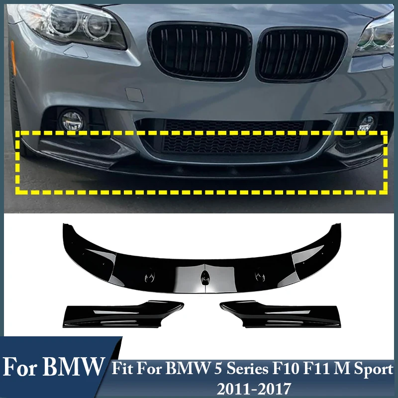 

Car Front Bumper Lip Body Kit Spoiler Carbon Fiber, Glossy Black For BMW 5 Series F10 F11 M Sport 2011 2012 2013 2014 2015-2017